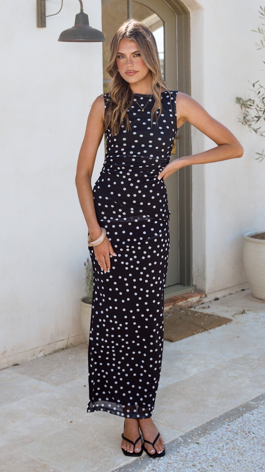 Janika Maxi Skirt - Black/White Polka Dot