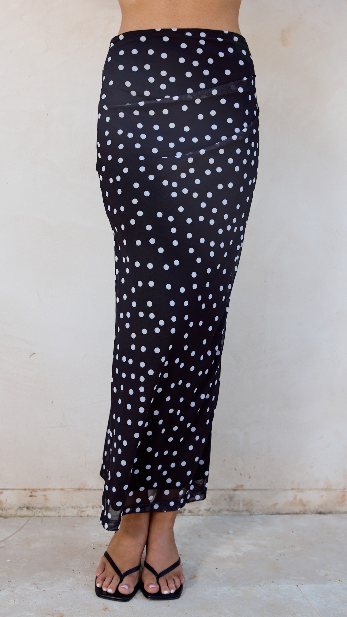 Janika Maxi Skirt - Black/White Polka Dot
