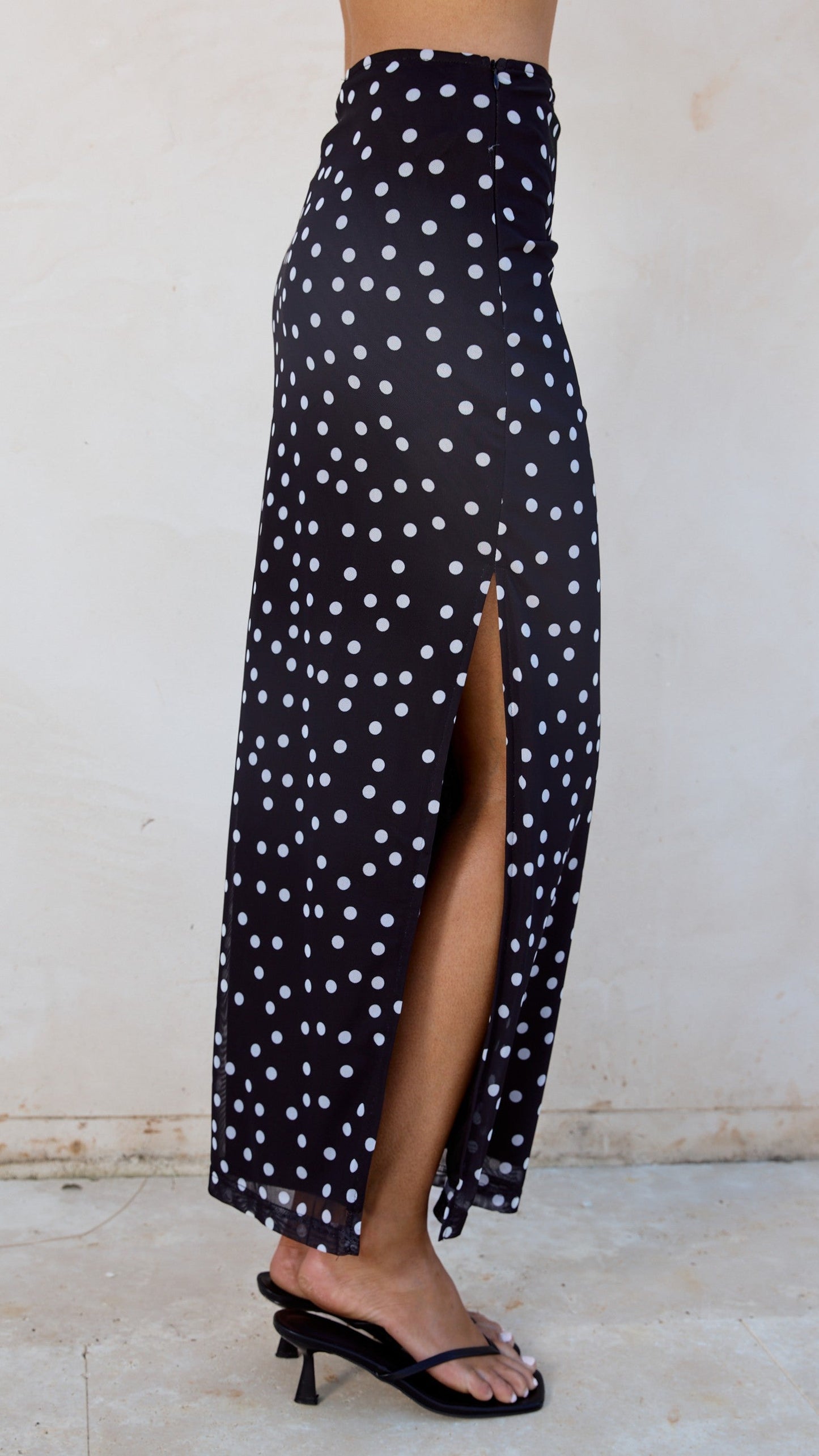 Janika Maxi Skirt - Black/White Polka Dot