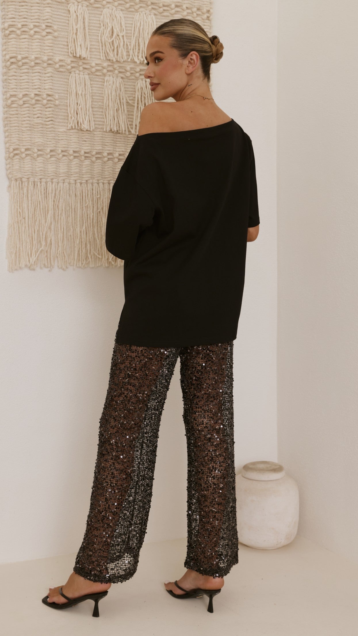 Zinnia Sequins Pant - Black