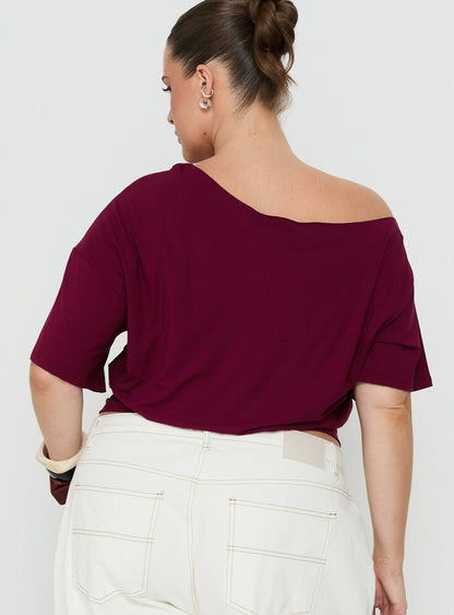 Ashlinn Off Shoulder Drapey Top Cherry Lacquer Curve