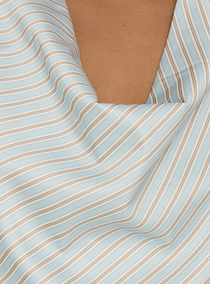 Ilise Halter Cowl Neck Mini Dress Blue Stripe