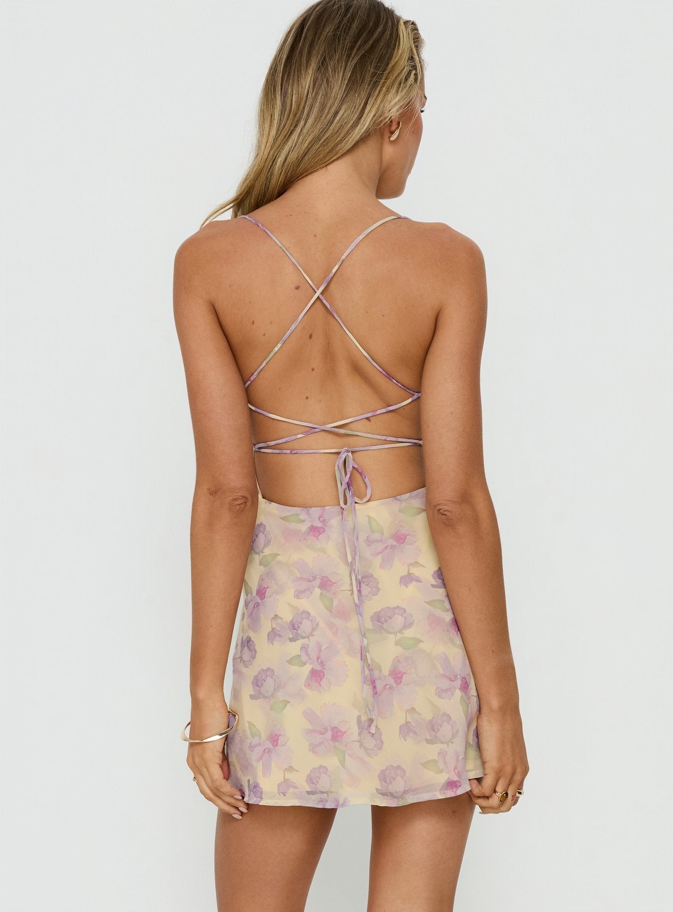 Celena Mini Dress Yellow / Lilac Floral