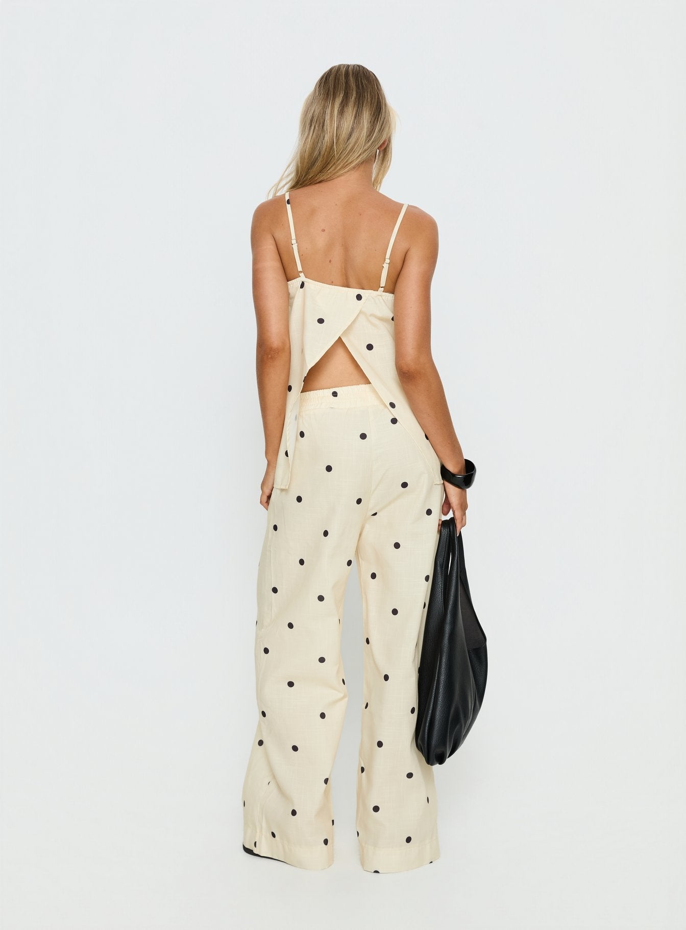 Bellara Tie Waist Pants Yellow Polka