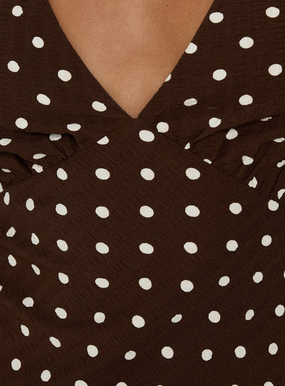 Nellie Maxi Dress Brown Polka Dot