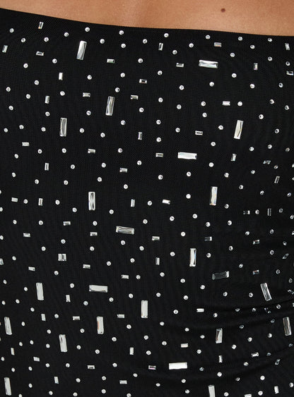 Anestassia Embellished Mini Dress Black