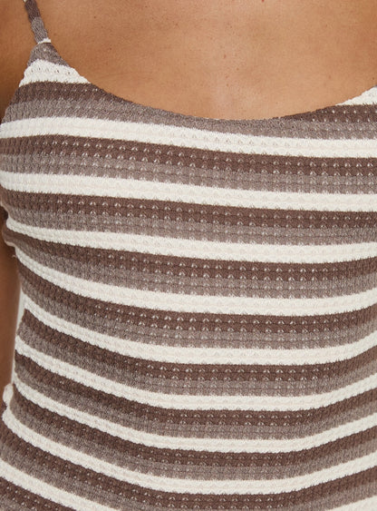 Elestria Maxi Dress Brown Stripe