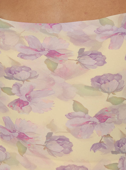 Celena Mini Dress Yellow / Lilac Floral