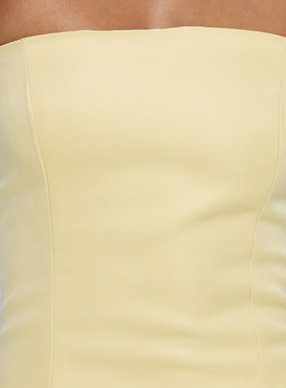 Soft Bloom Drop Waist Strapless Maxi Dress Yellow