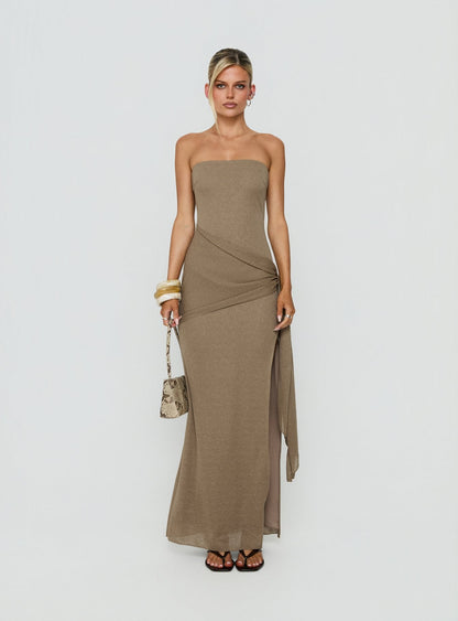 Analeah Strapless Maxi Dress Brown