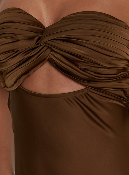 Faviola Strapless Maxi Dress Chocolate