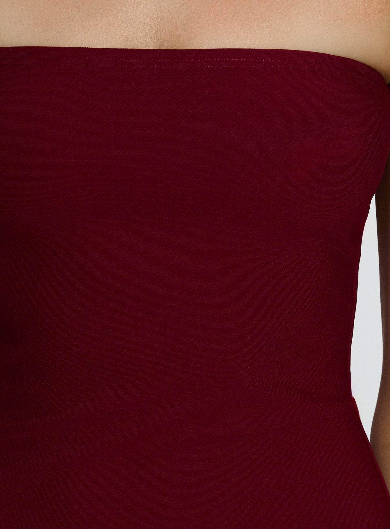Keyana Strapless Tassel Mini Dress Burgundy
