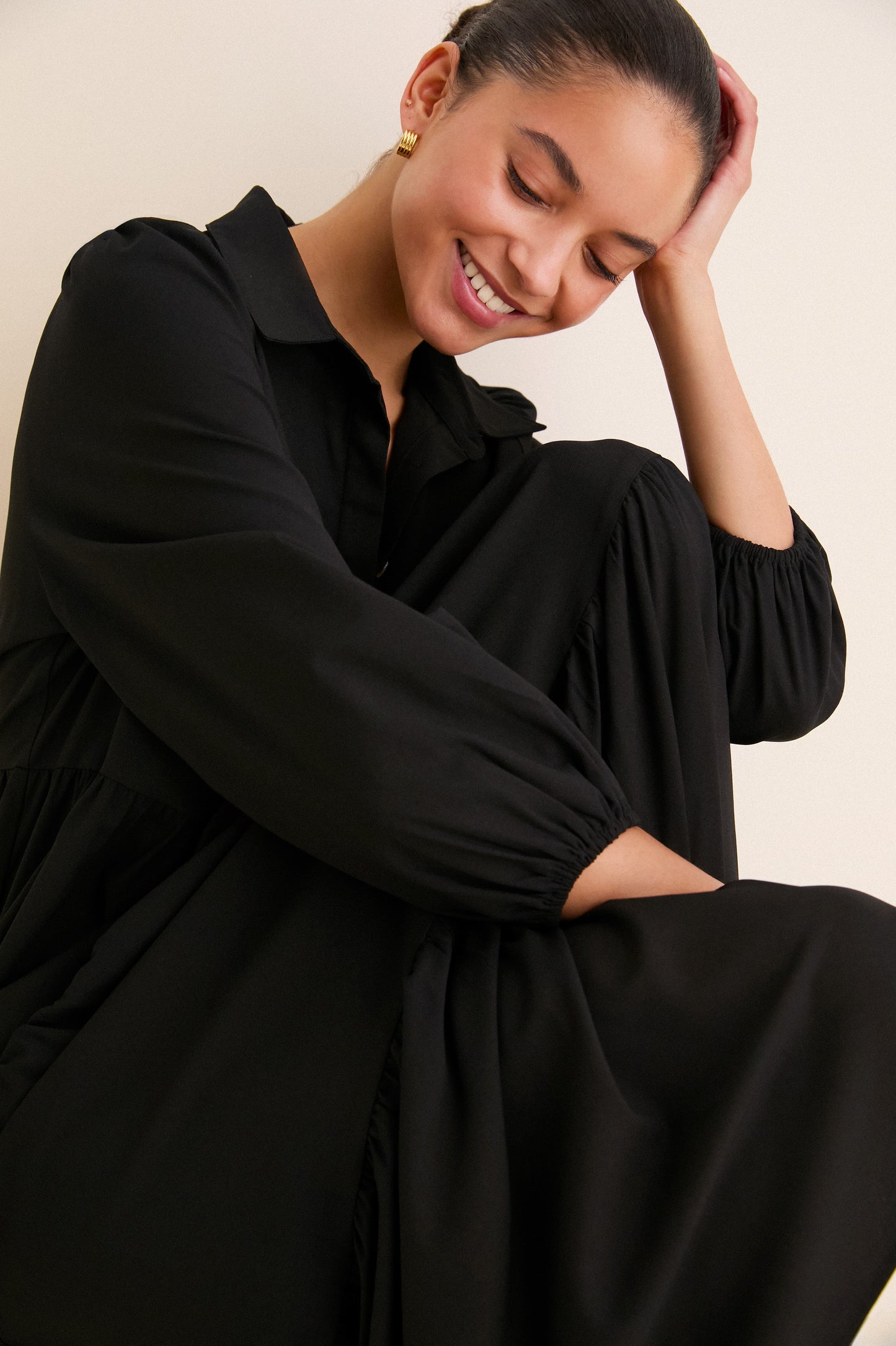 Black Crepe Mabel Maxi Dress
