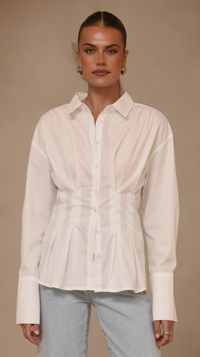 Riley Long Sleeve Top - White