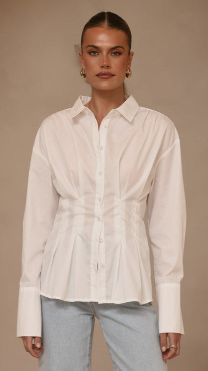 Riley Long Sleeve Top - White