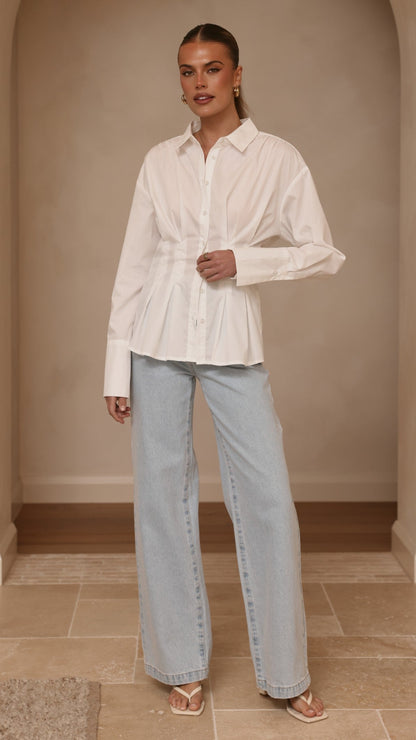 Riley Long Sleeve Top - White