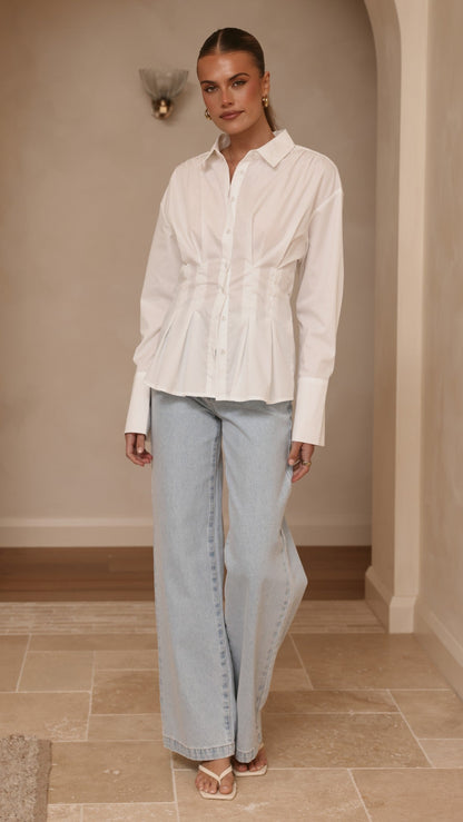 Riley Long Sleeve Top - White