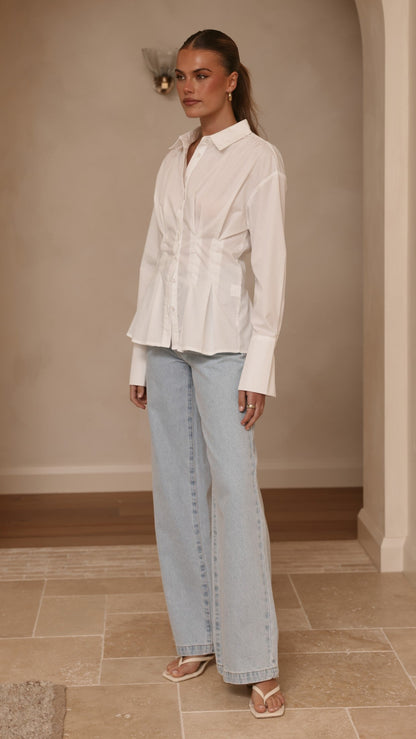 Riley Long Sleeve Top - White