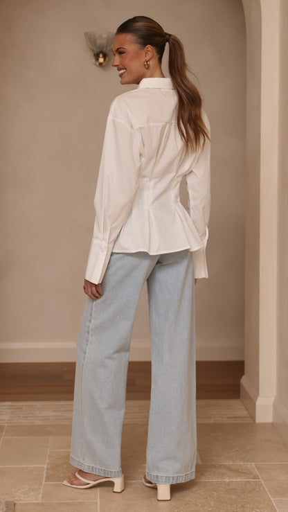 Riley Long Sleeve Top - White