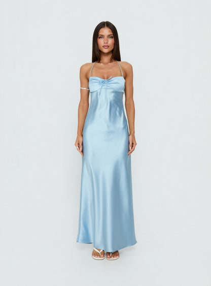 Fireproof Halter Maxi Dress Baby Blue