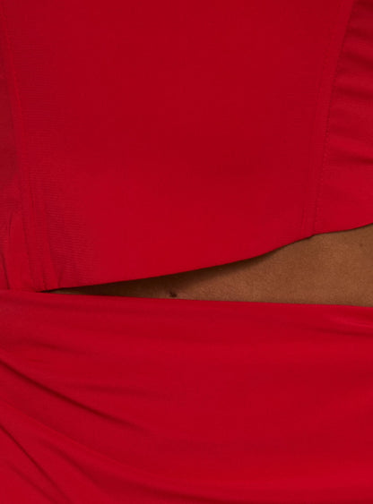 Jasira Strapless Drape Mini Dress Bold Red