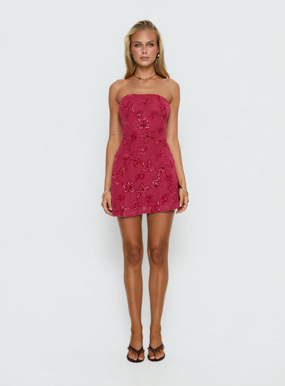 Mimosie Strapless Mini Dress Burgundy