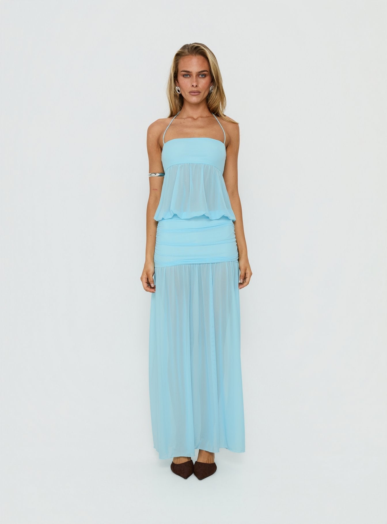 Jesemia Halter Blouson Maxi Dress Blue