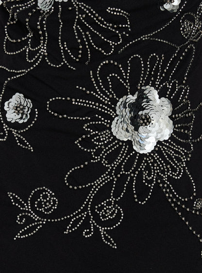 Daphie Beaded Mini Dress Black / Silver