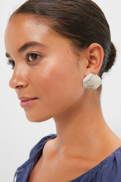 Antique Silver Clam Shell Earrings