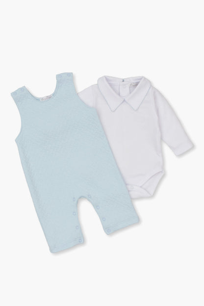 Blue and White Jacquard Overall Set