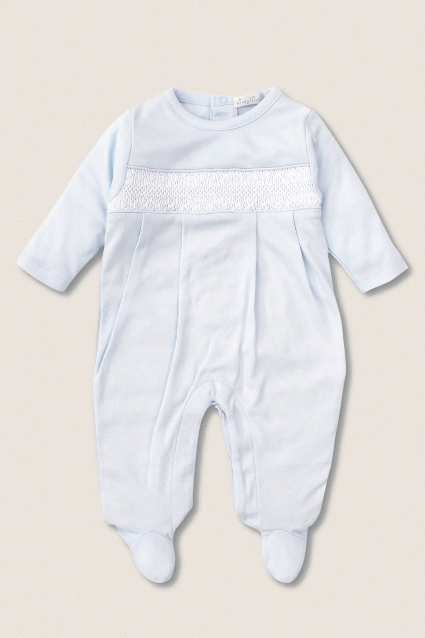 Blue Hand Smocked Footie