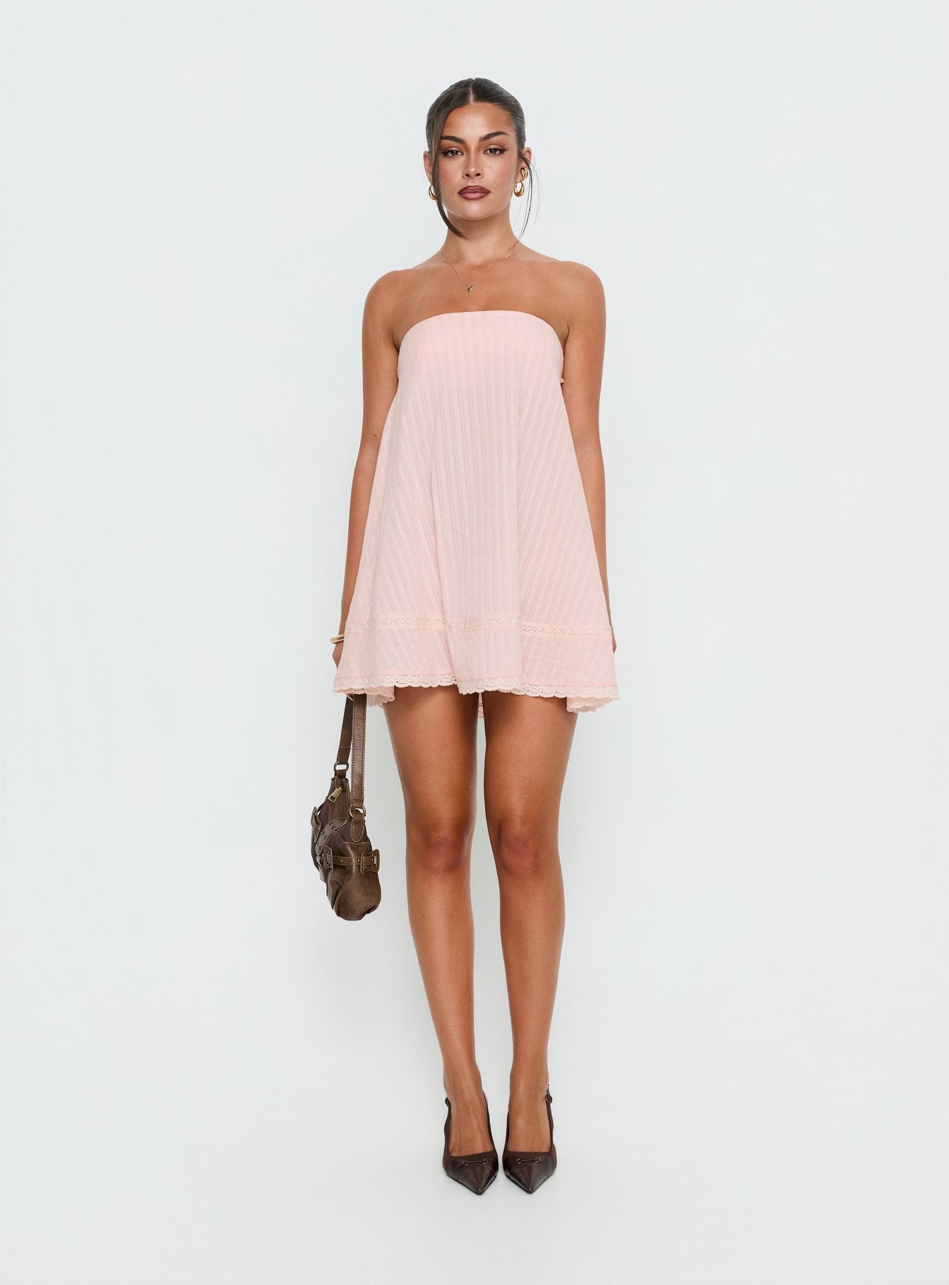 Gypsea Strapless Swing Mini Dress Light Pink