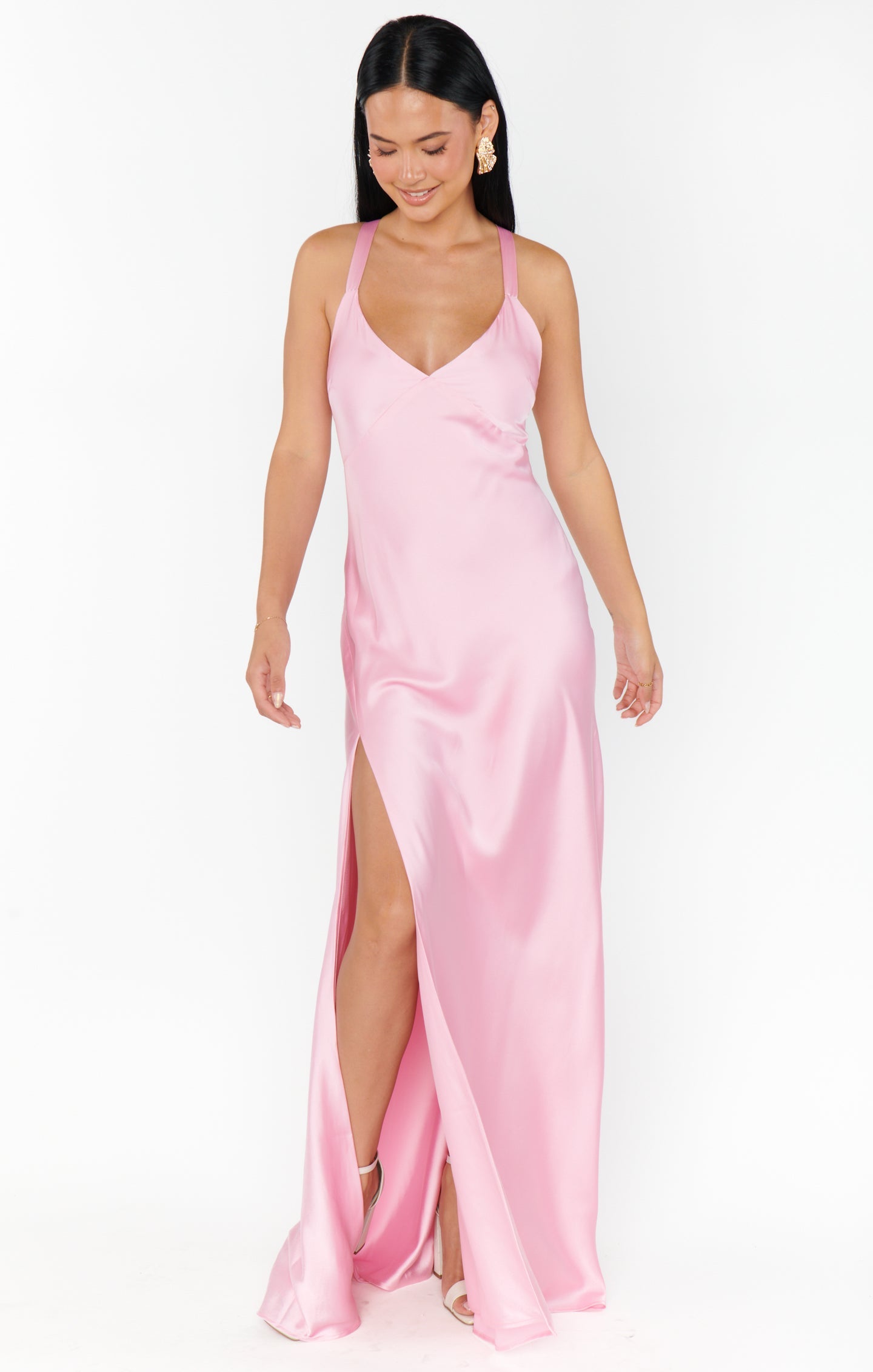 Anderson Maxi Dress ~ Light Pink Luxe Satin