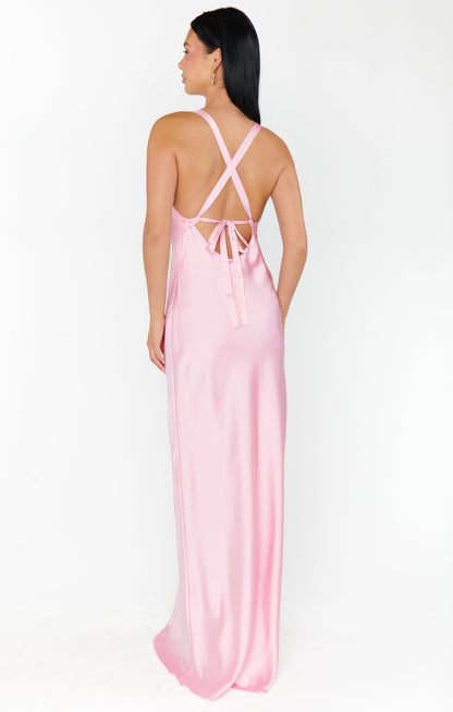 Anderson Maxi Dress ~ Light Pink Luxe Satin