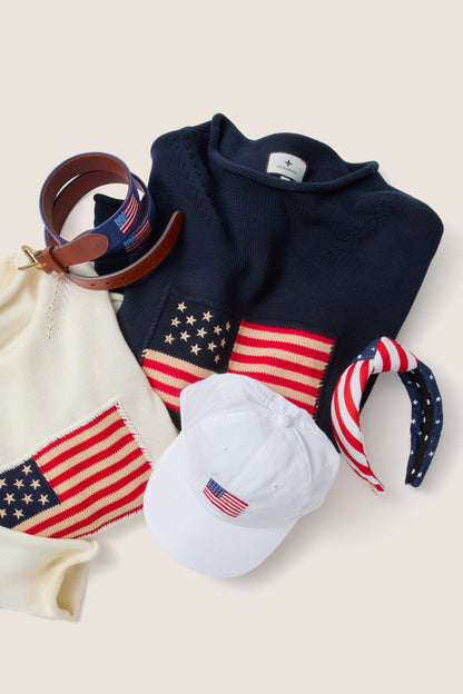 American Flag Needlepoint Belt
