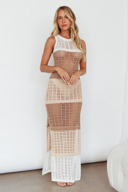 Wild Thing Crochet Maxi Dress Beige