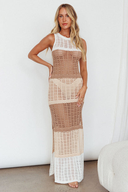 Wild Thing Crochet Maxi Dress Beige