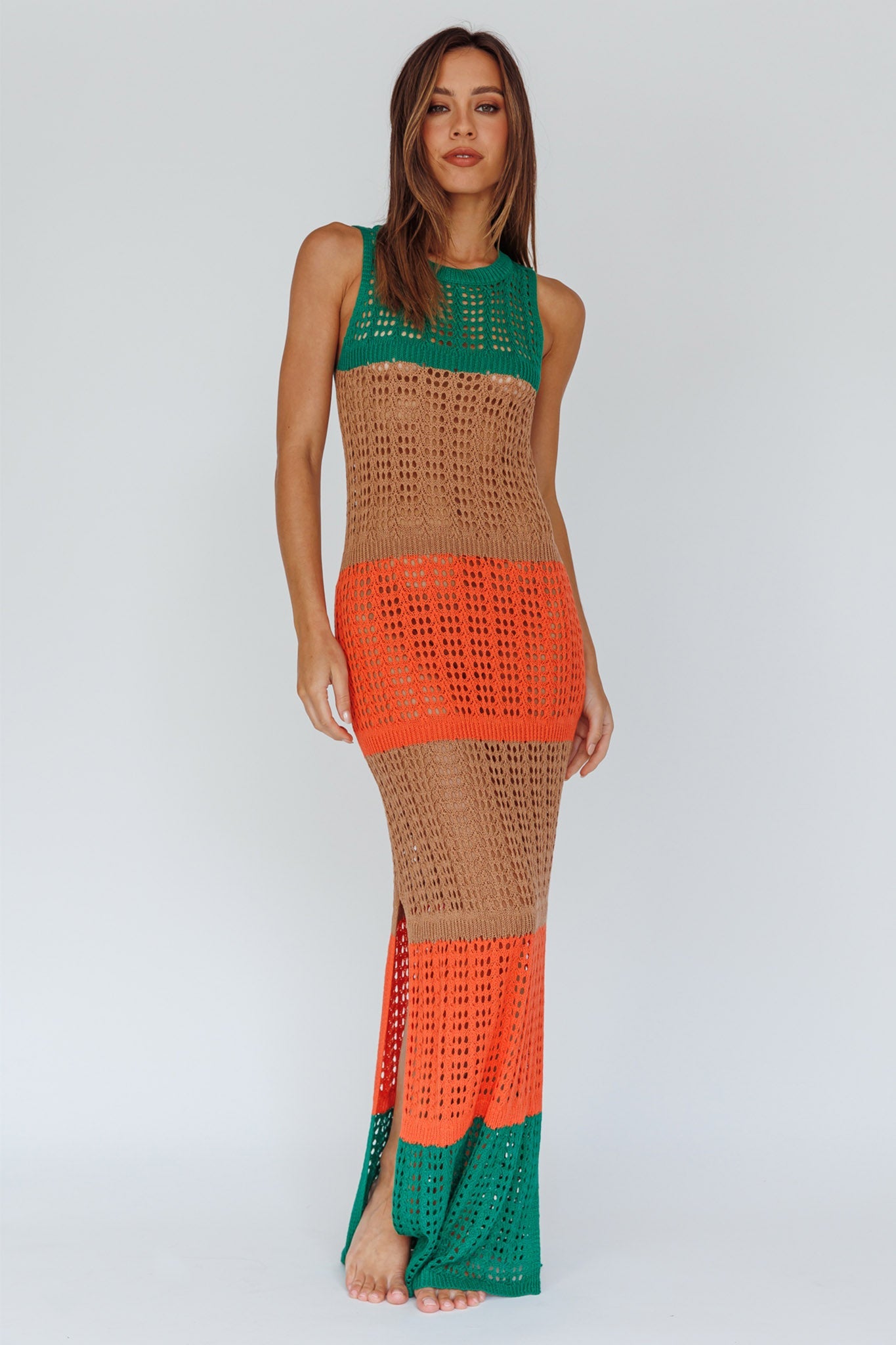Wild Thing Crochet Maxi Dress Green