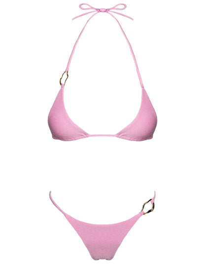 Aimi Glitter Tie Side Bikini Bottoms Pink