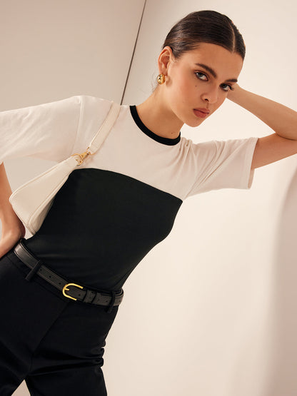 Two Tone Stretch Jersey T-Shirt
