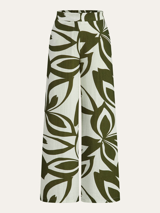 Floral Print Wide-Leg Pants