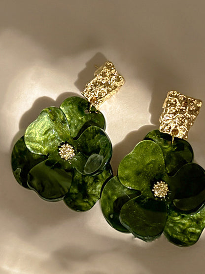 Golden Floral Dangle Earrings