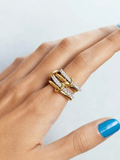 Interlocking Full-Set Cubic Zirconia Rings