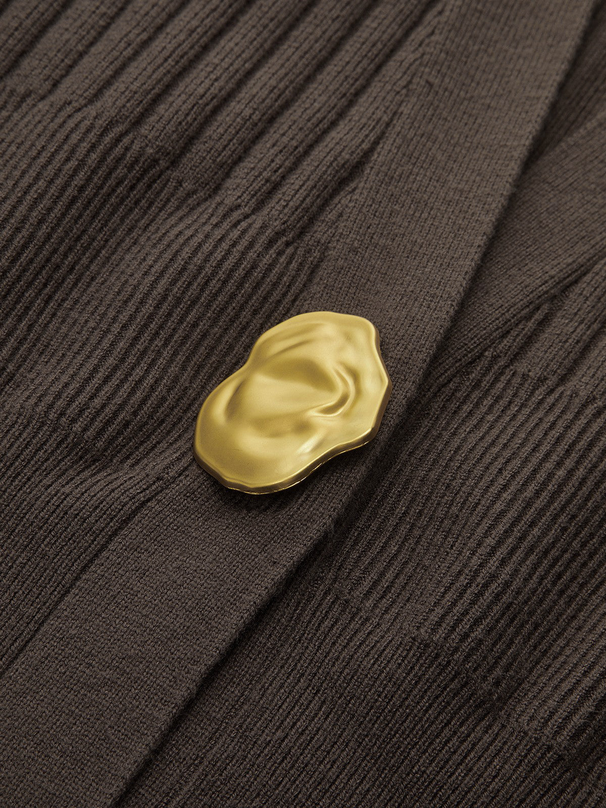 Oversized Ribbed Collared Metal Button Cardigan
