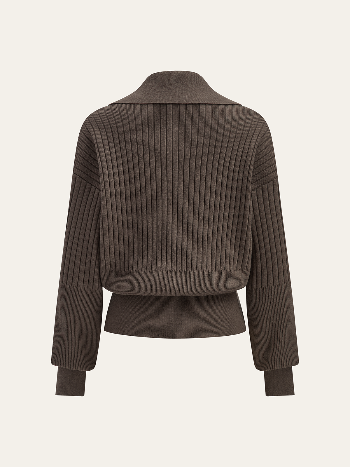 Oversized Ribbed Collared Metal Button Cardigan