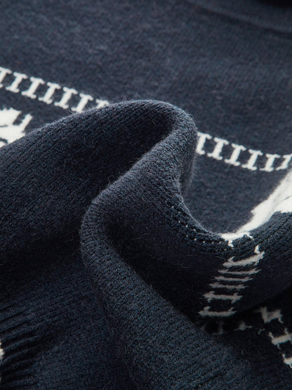 Horse-Pattern Cap Sleeve Turtleneck Sweater Vest