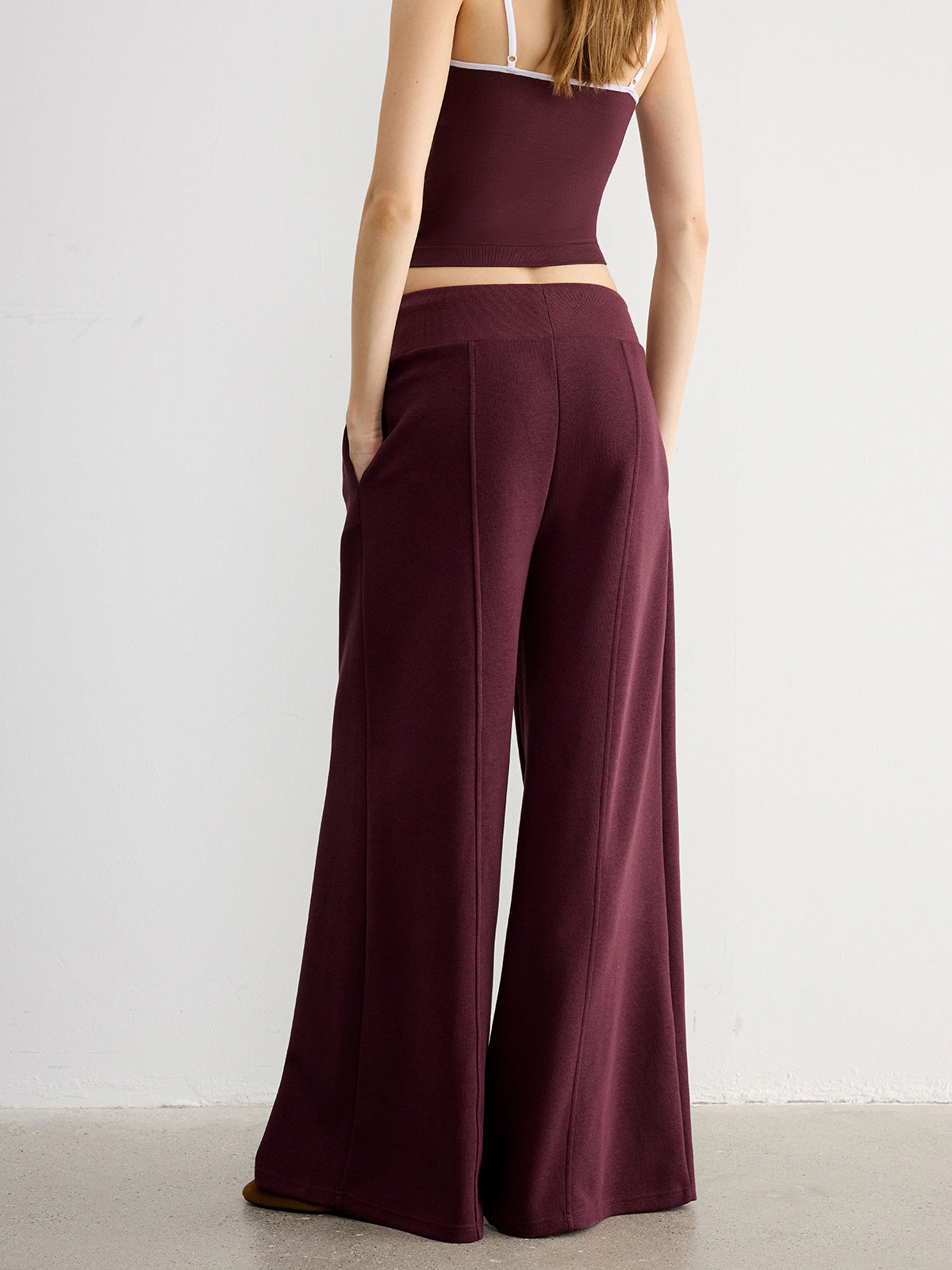 Drawstring Wide-Leg Knit Pants