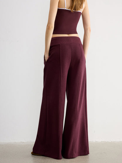 Drawstring Wide-Leg Knit Pants