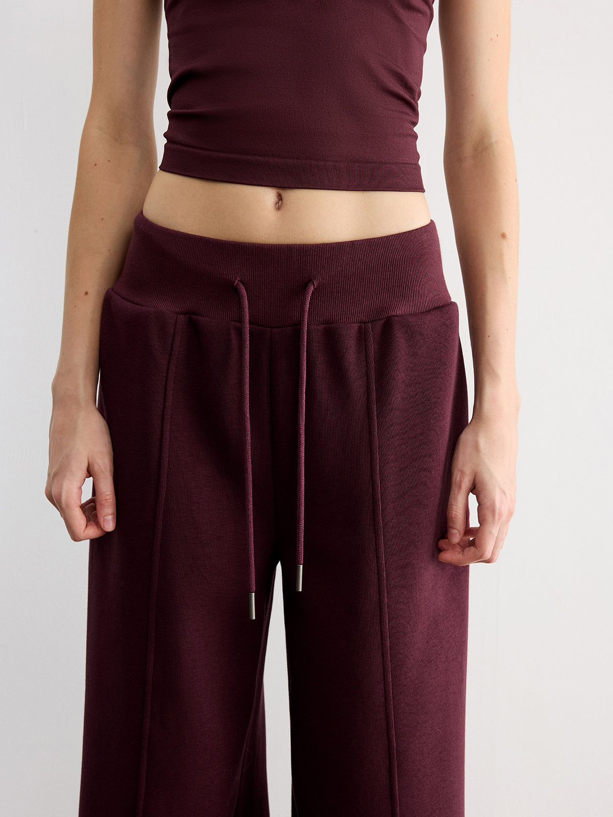 Drawstring Wide-Leg Knit Pants