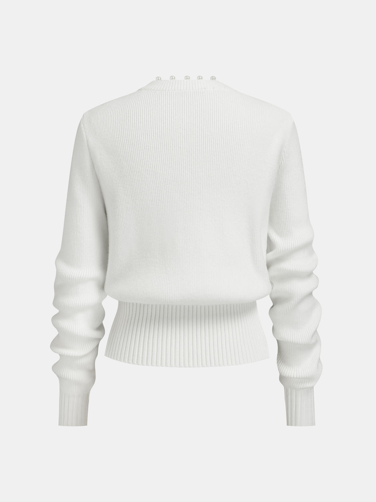 Pearl Trim Ribbed Knit Top